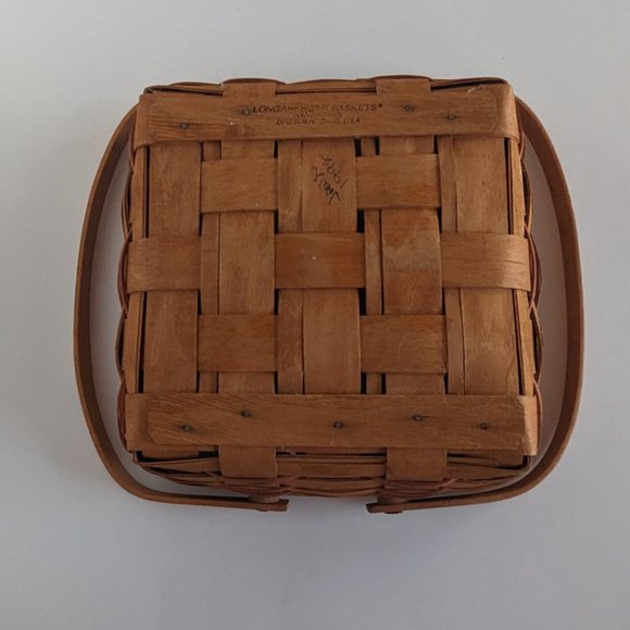 Longaberger Vintage Brown and Red Basket with Wood Handles 10 x 10 x 4 Handmade - Picture 6 of 7